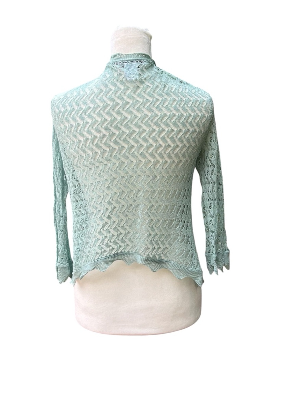 Vintage Max Azria Collection Cardigan Lace Crochet Open Front Green - Picture 3 of 13